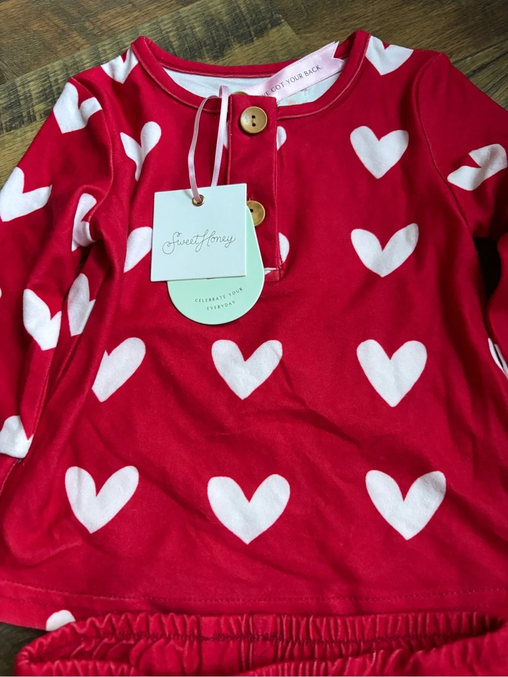 Sweet honey brand heart print 2-piece set size 12 months NWT
